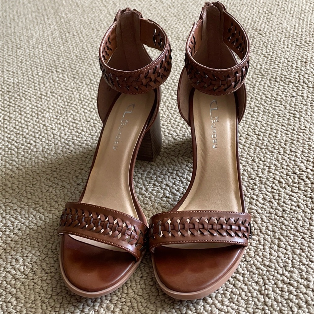 Brown leather 2 inch heels